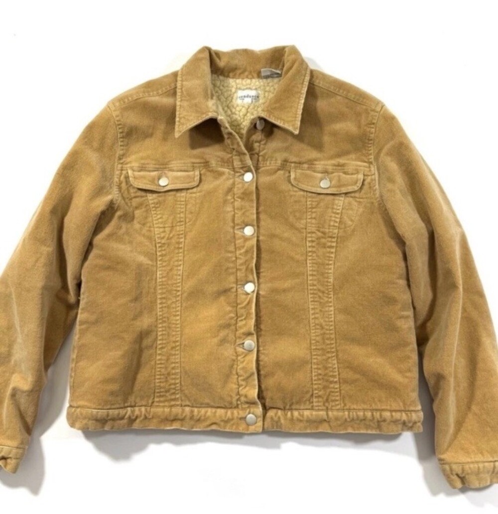 Sundance Company Womens Sz L Corduroy Sherpa Lined Jacket Country Boho